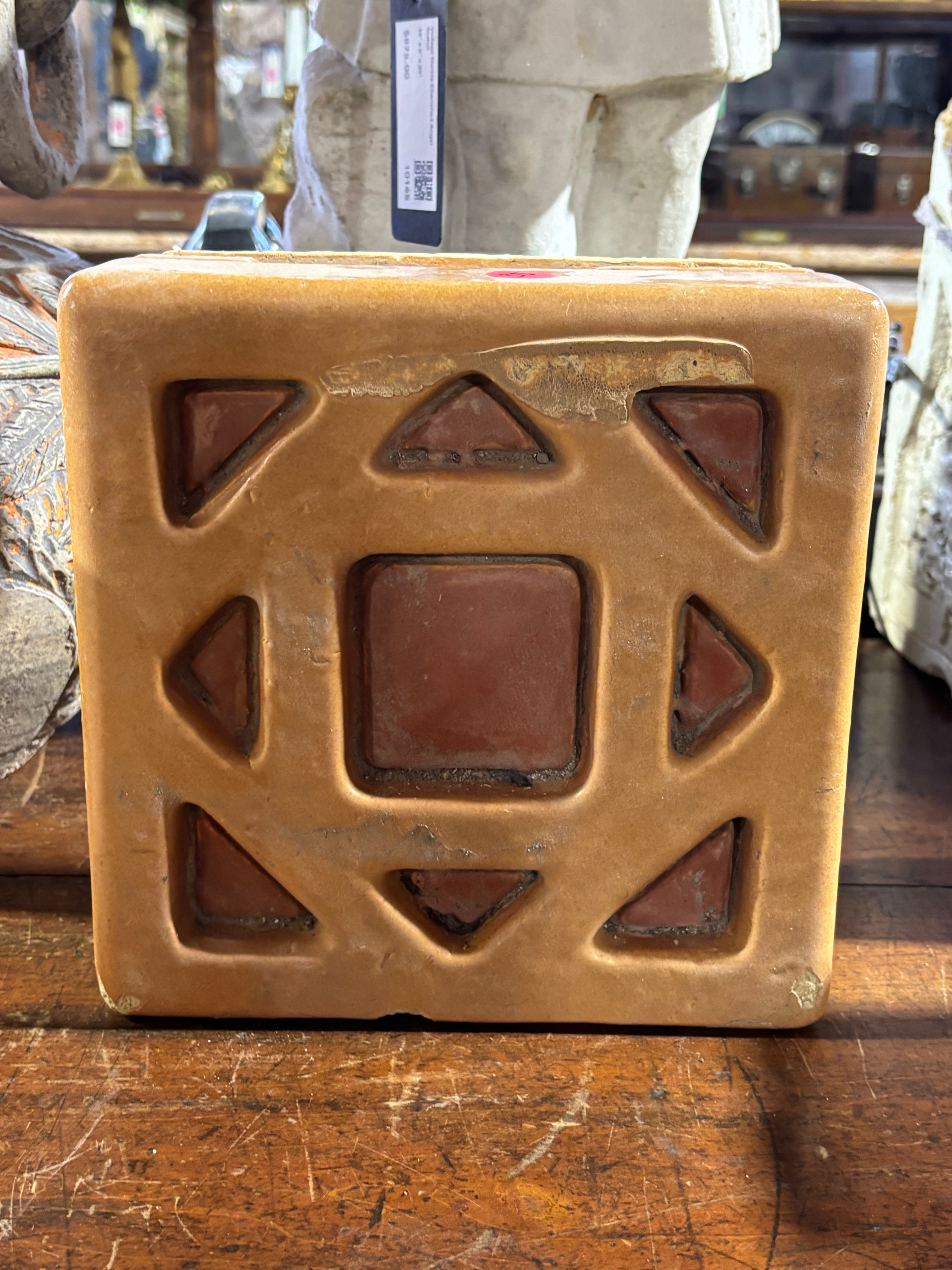 Vintage Decorative Glazed Terracotta Block