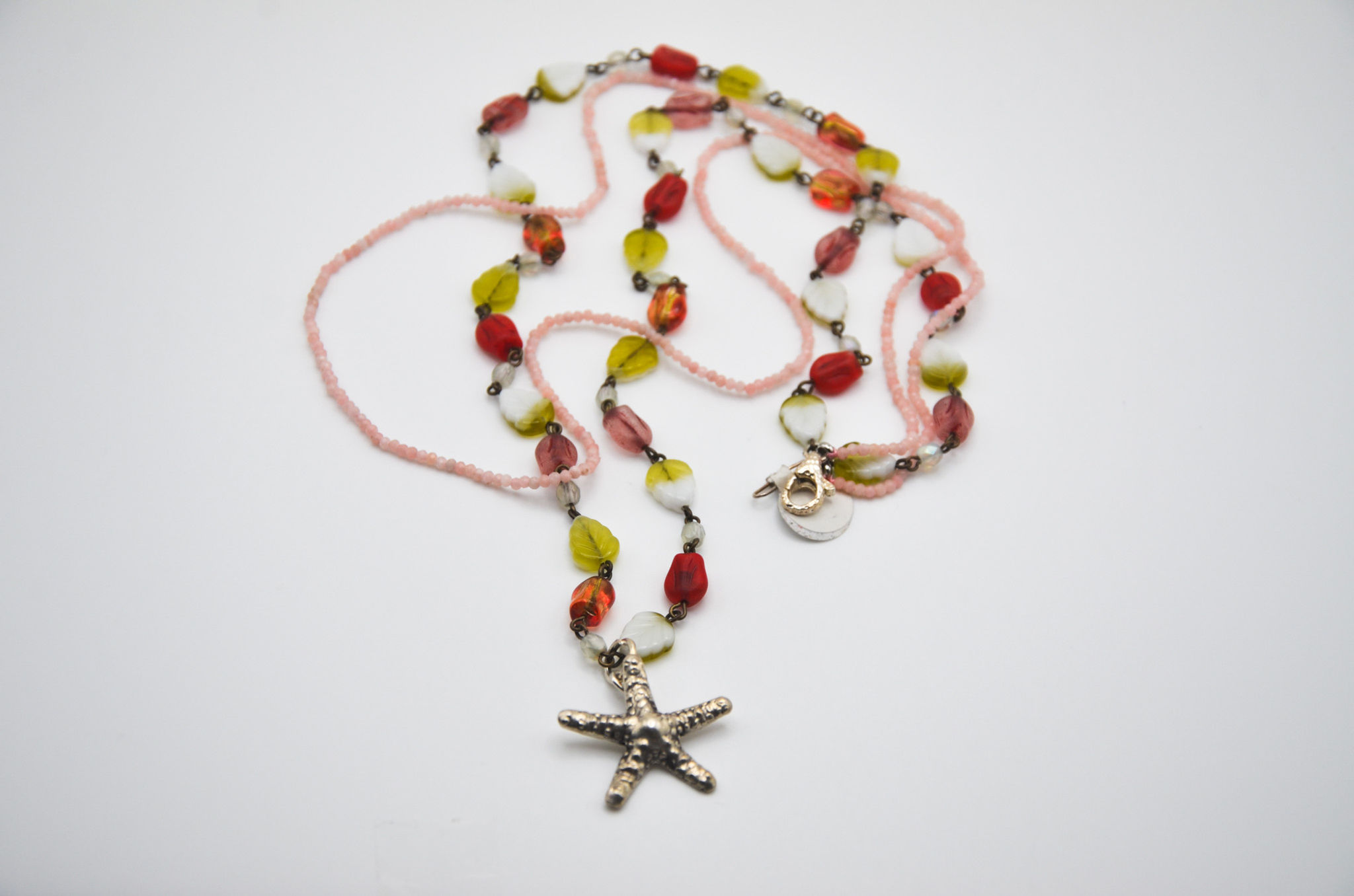 Sterling Silver, European Glass Starfish Necklace