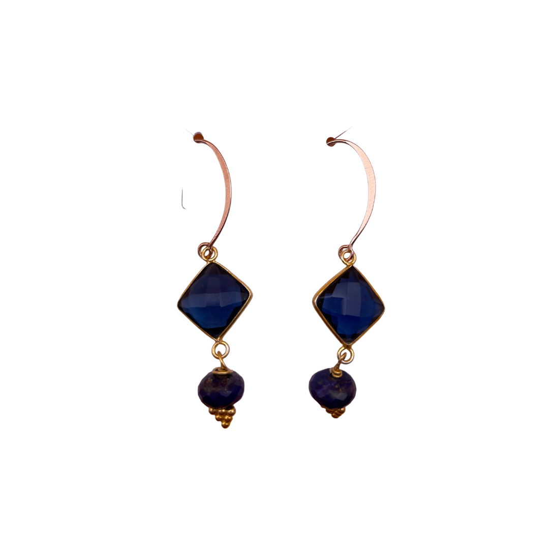 Gold Fill, Glass & Lapis Earrings