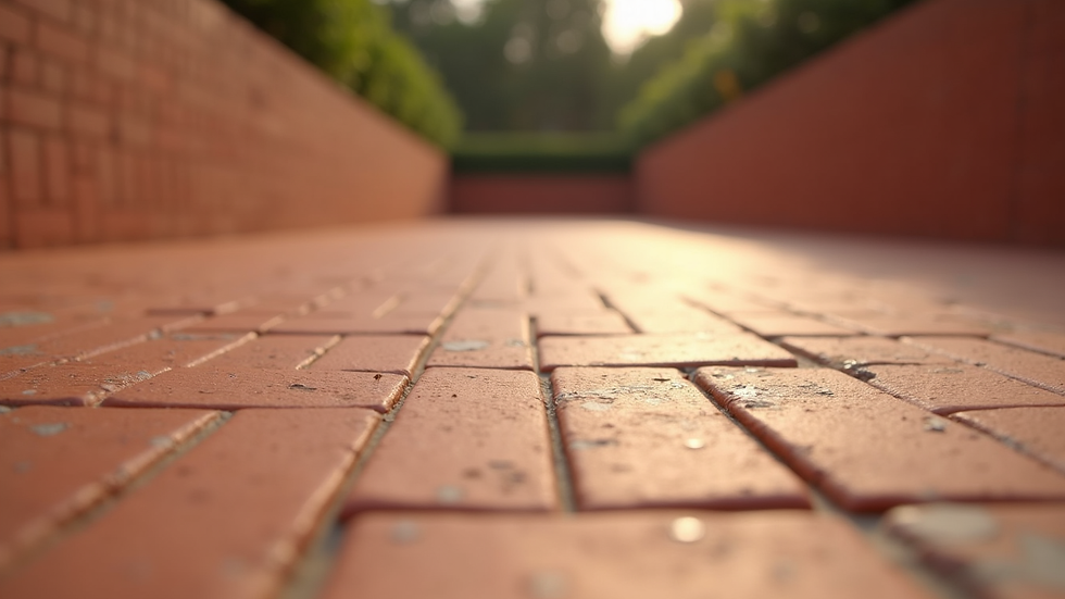 Eye-level view of terracotta tiles with natural texture