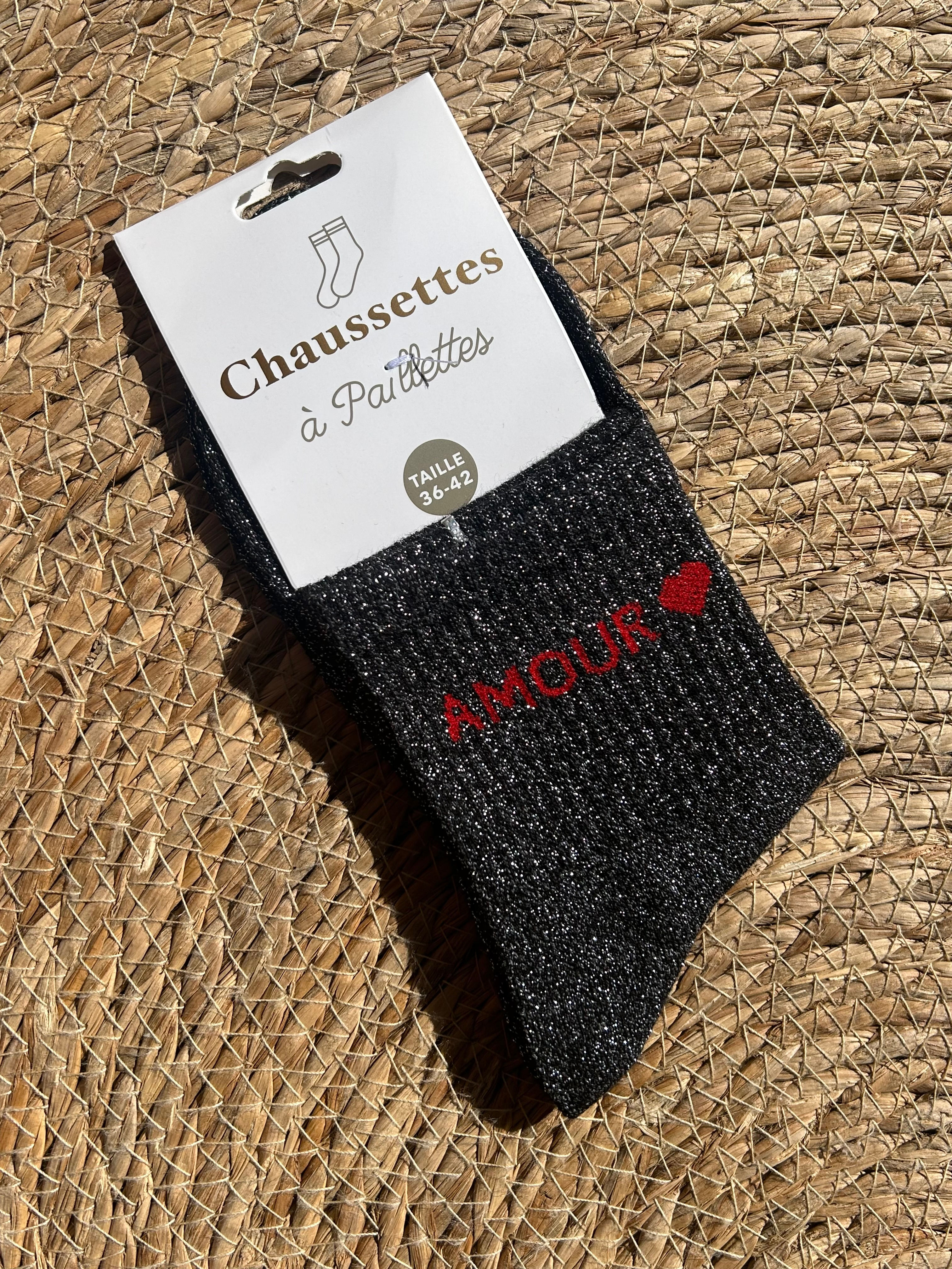 Chaussettes à paillettes amour