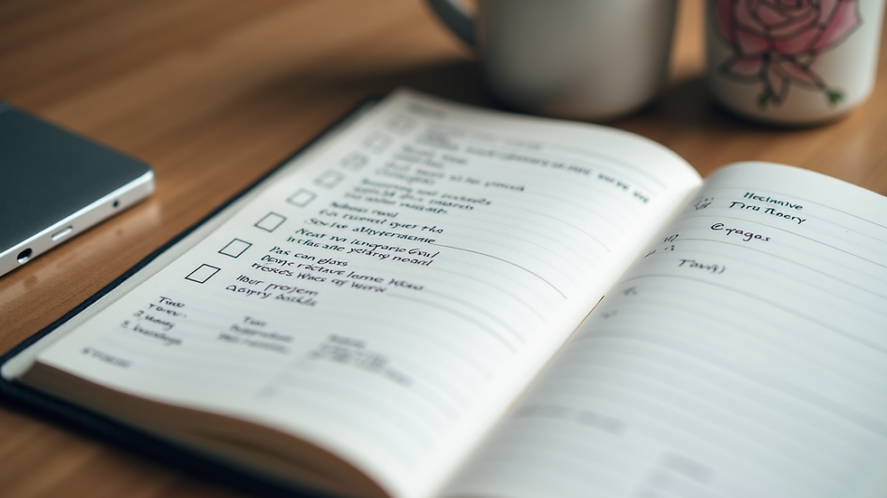 Close-up of a planner with a to-do list and motivational notes