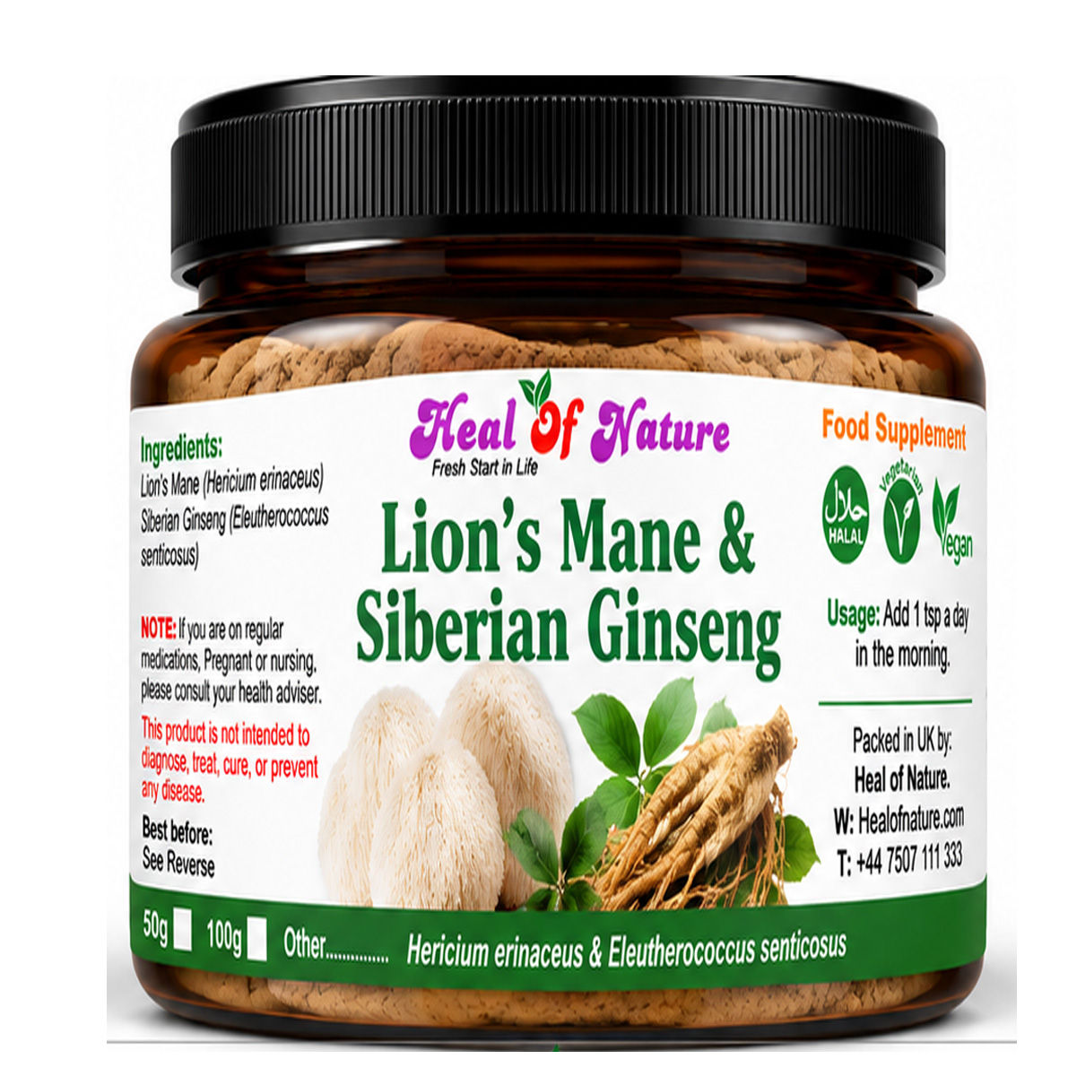 LION’S MANE & SIBERIAN GINSENG POWDERS BLEND – FOOD SUPPLEMENT
