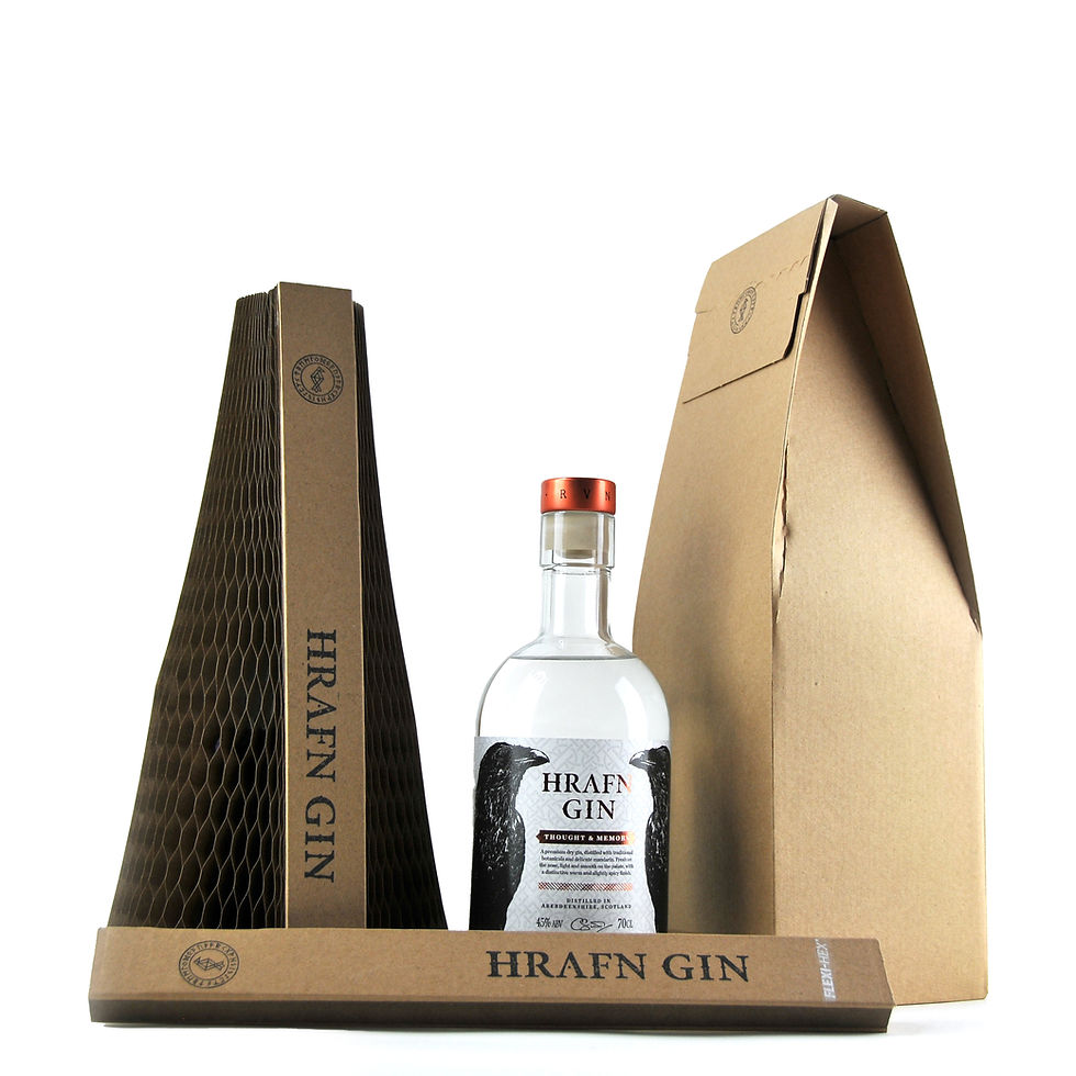 Hrafn Gin with customised Eco-Packaging by Flexi-Hex