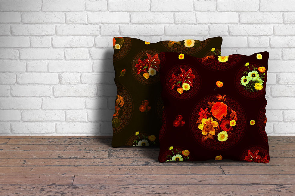 Estampa mandalas florais em almofada