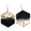 Thumbnail: Hexagon Resin Earrings with Gold Leaf and 925 Sterling Silver (Gold-Plated)