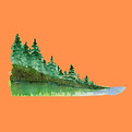 graphic of forest over water