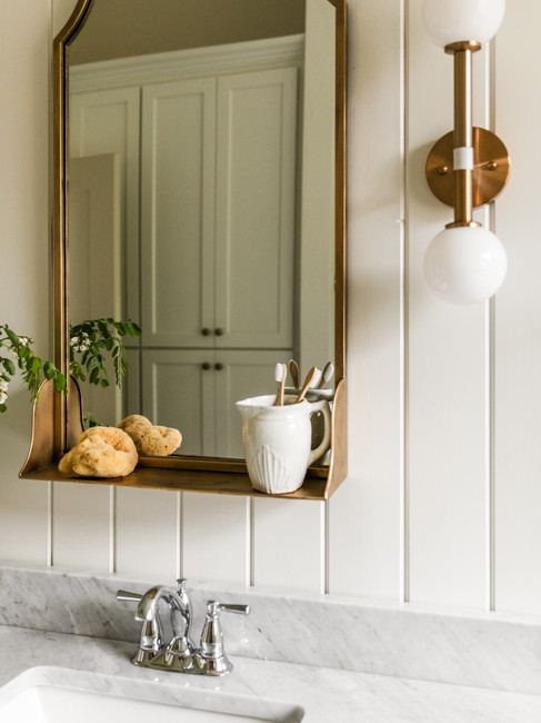 bathroom beadboard accent wall