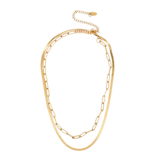 Gold Layered Herringbone & Paper Clip Choker