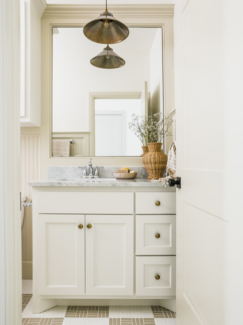 brown checker tile bathroom