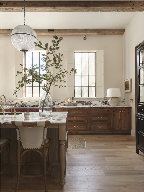 two-tone stained kitchen cabinetry