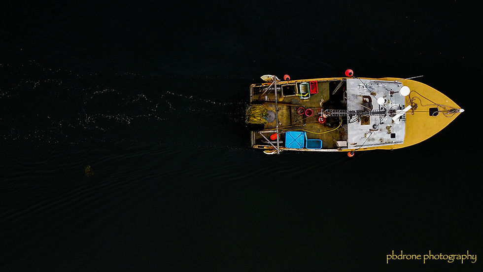 Martha's Vineyard Drone Shot of boat in Menemsha