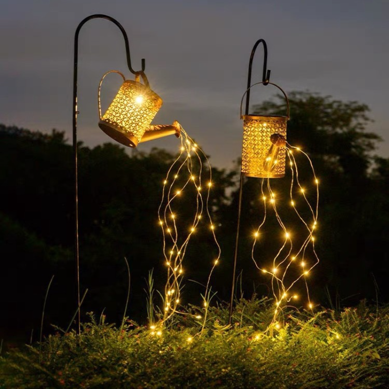 Solar Watering Can Light Outdoor Waterproof Shower Light LED Fairy Art for Walkw