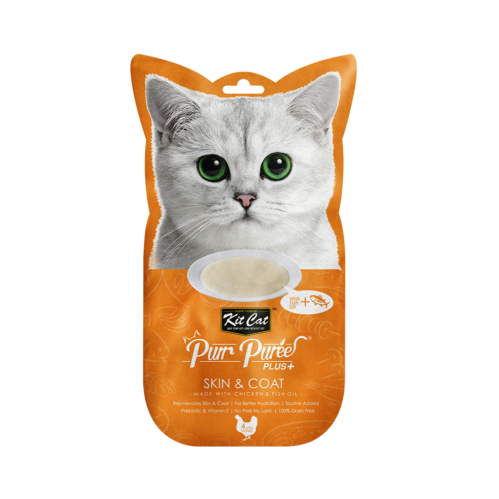 Kit Cat Purr Puree Plus+ Chicken & Fish Oil (Skin & Coat)