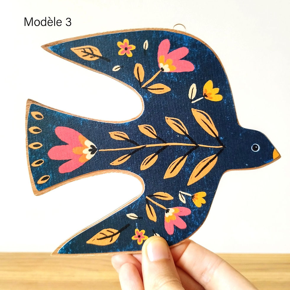 Miniature : Décoration murale d’oiseau coloré bleu nuit vendue par Fred et ses Lilas