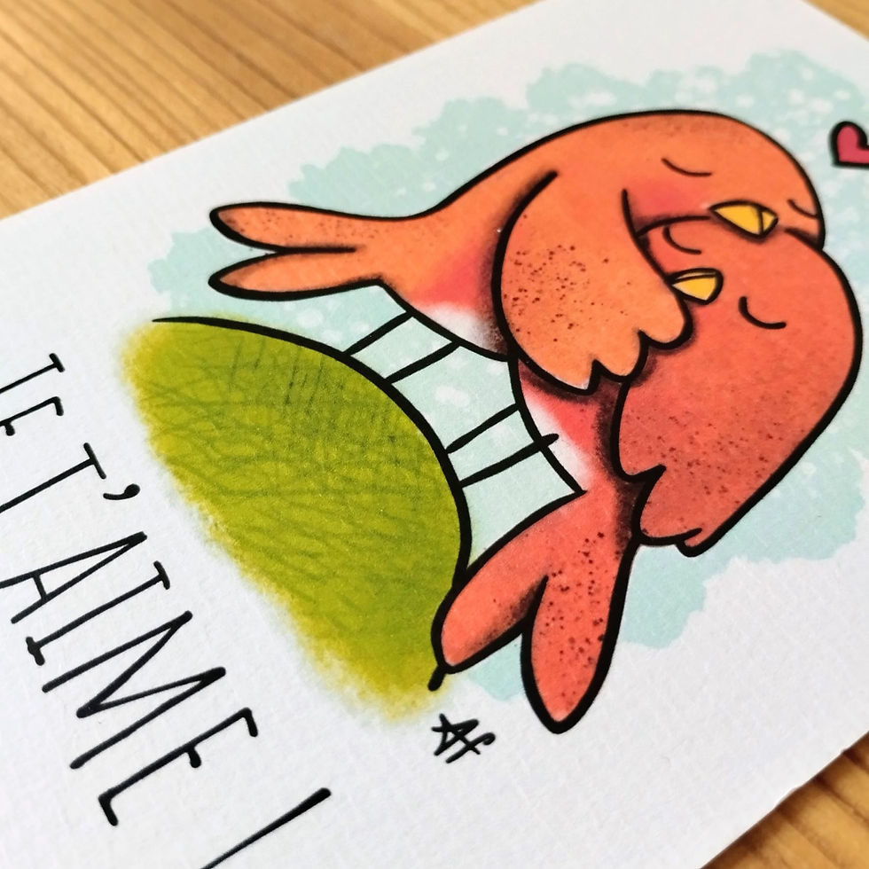 Carte carte oiseaux artisanale amour je t'aime vendue par Fred et ses Lilas
