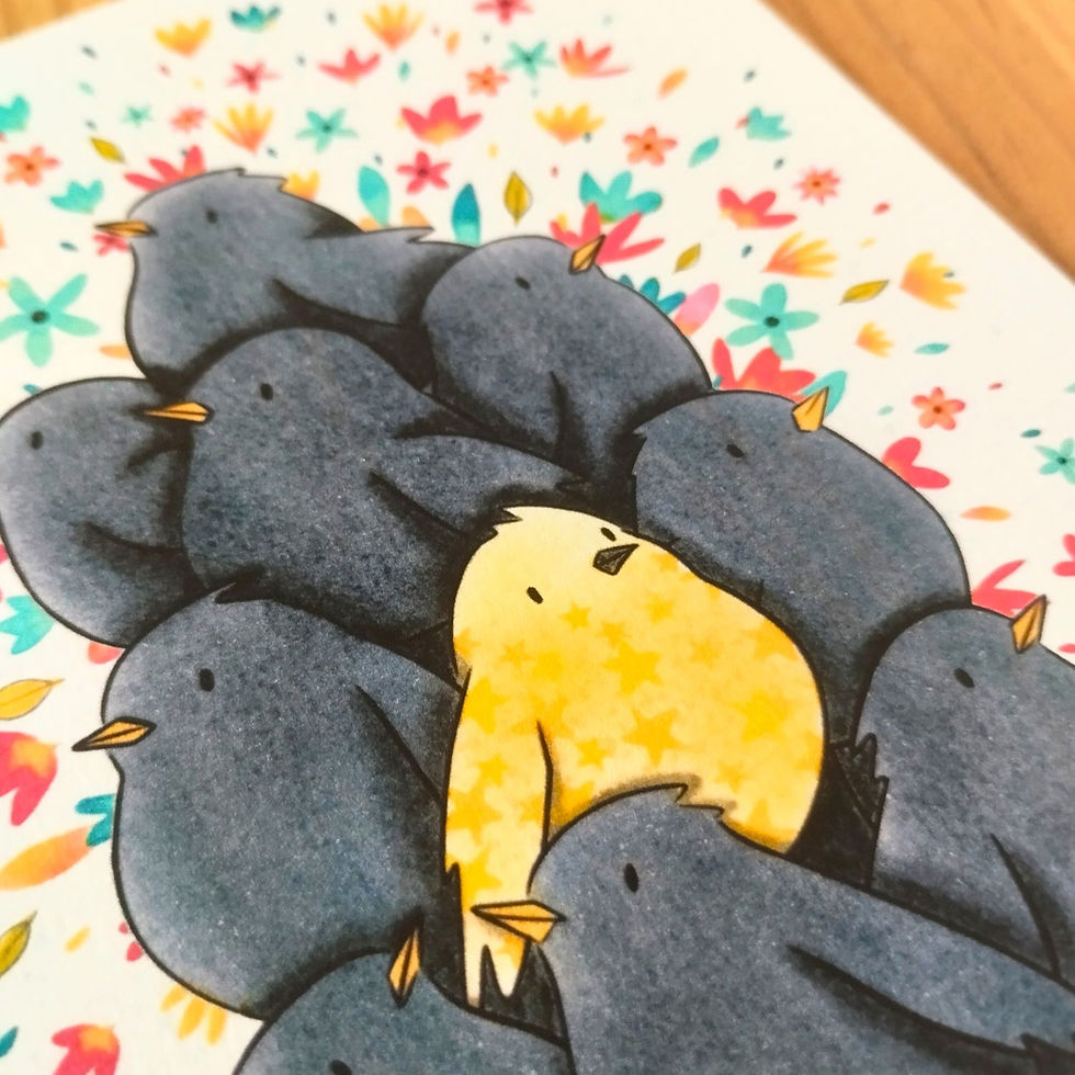 Carte message positif "différence" oiseau par Fred et ses Lilas