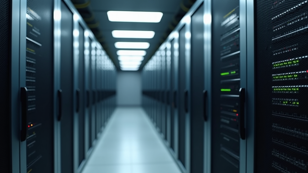 High angle view of a server room with network equipment