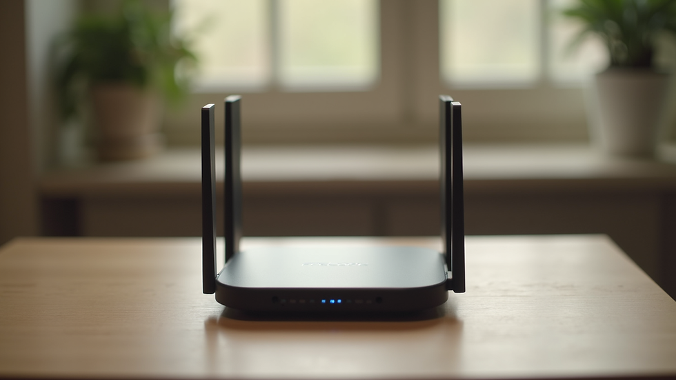 Close-up view of Peplink B ONE 5G router showing its compact design