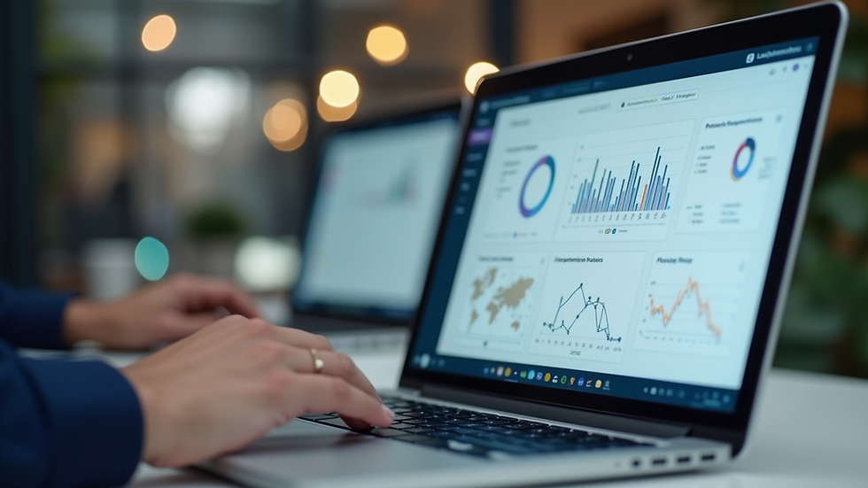 Close-up view of a laptop screen showing a CRM dashboard