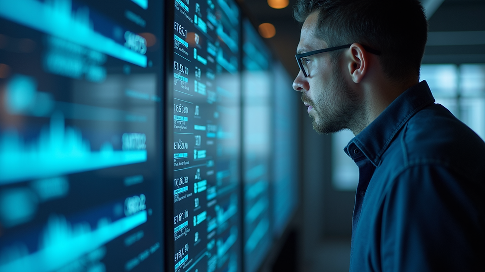 Close-up of a technician monitoring AI-powered IT systems