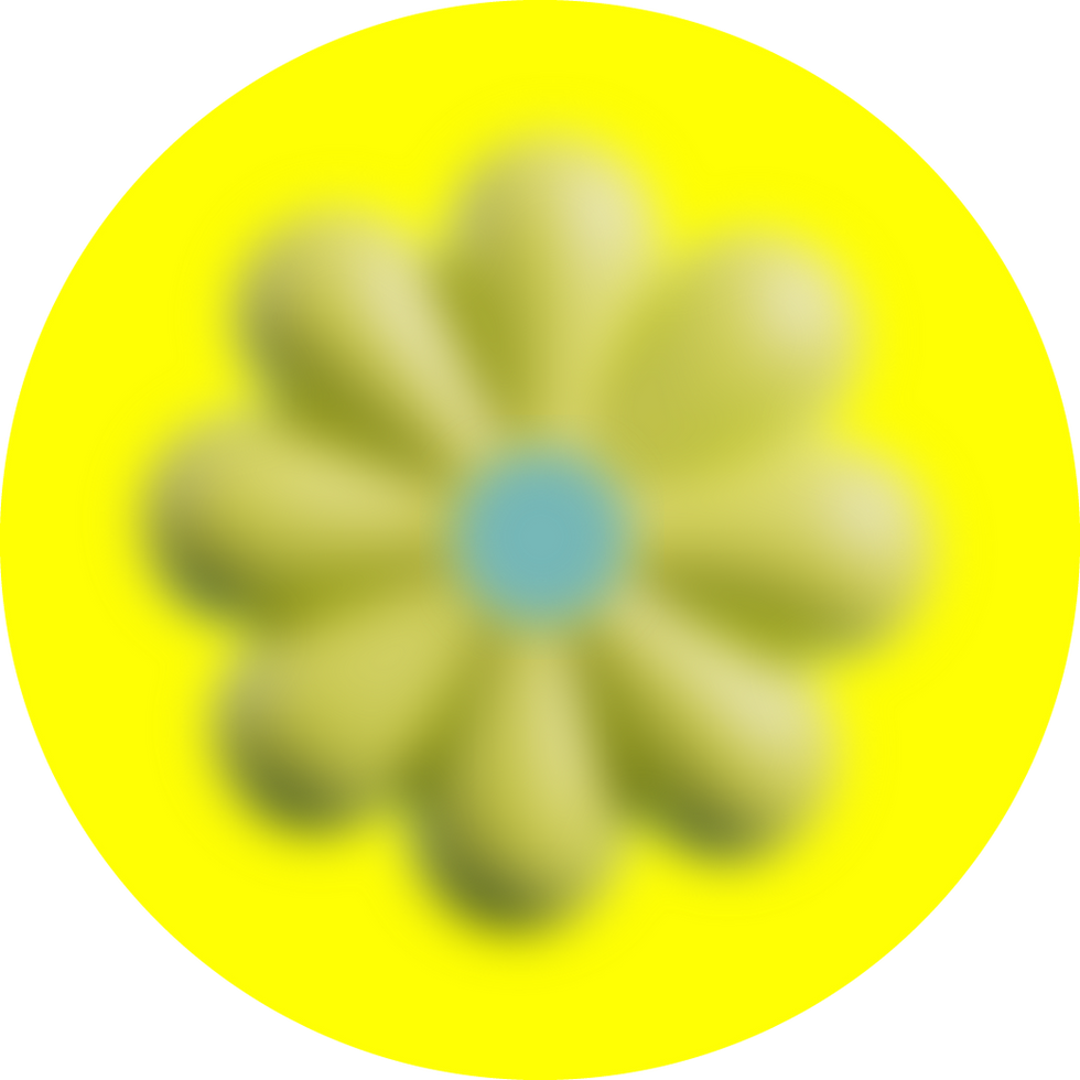 3D yellow flower icon with blue center