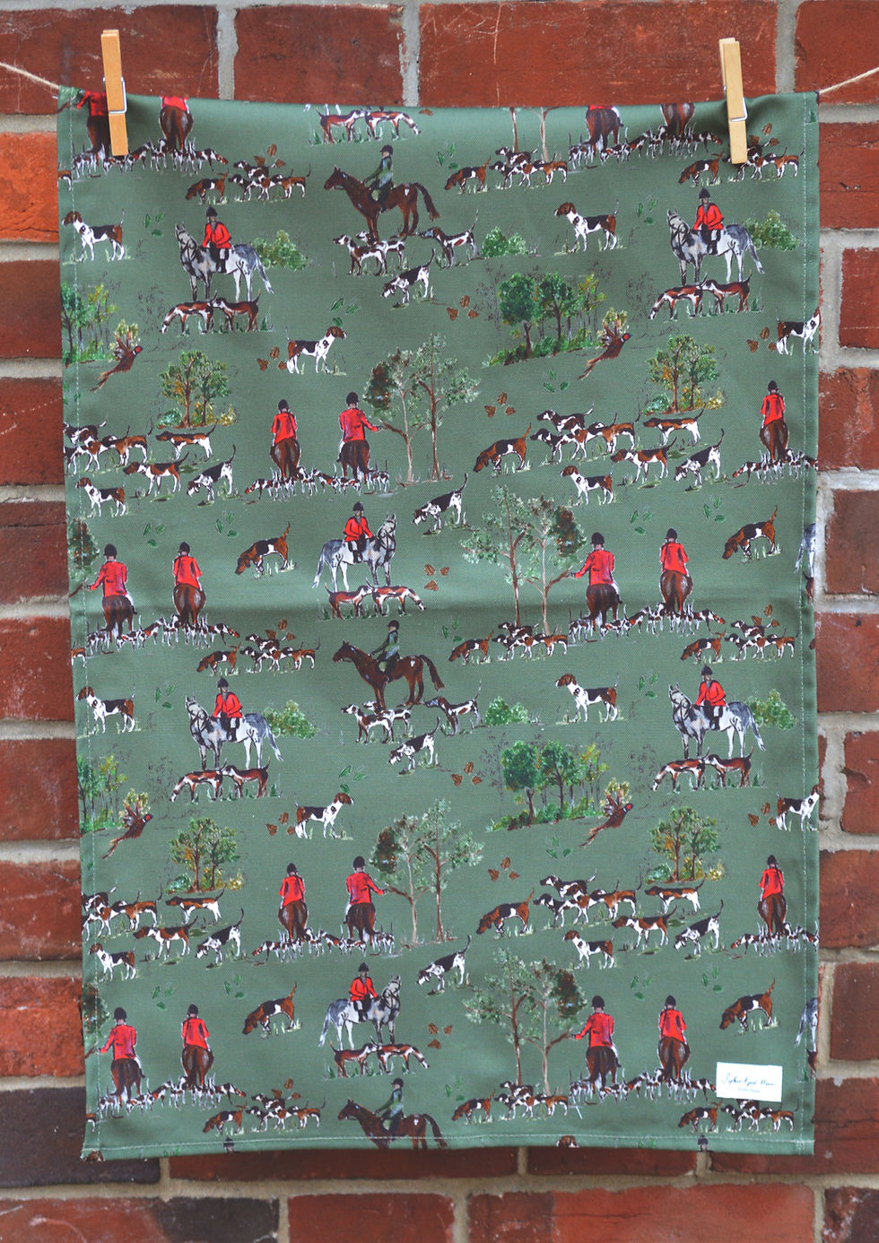 Thumbnail: Tea Towel | Horse & Hound Green