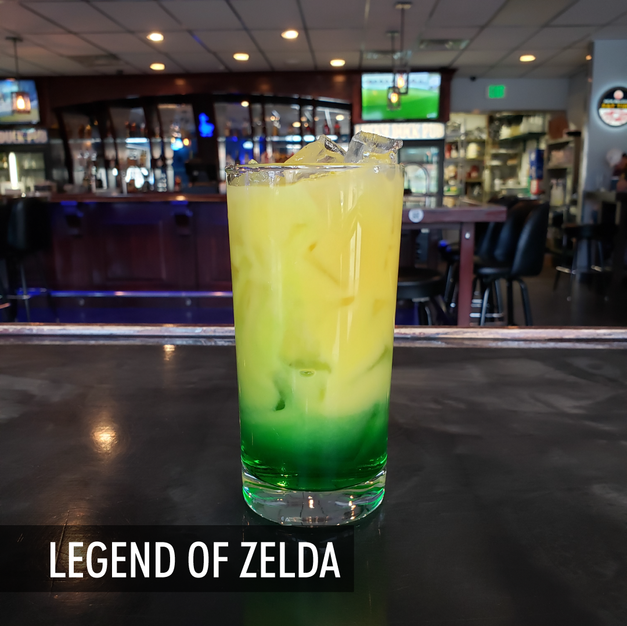 Cherry Vodka, Midori, Peach Schnapps,
Blue Curaçao, OJ