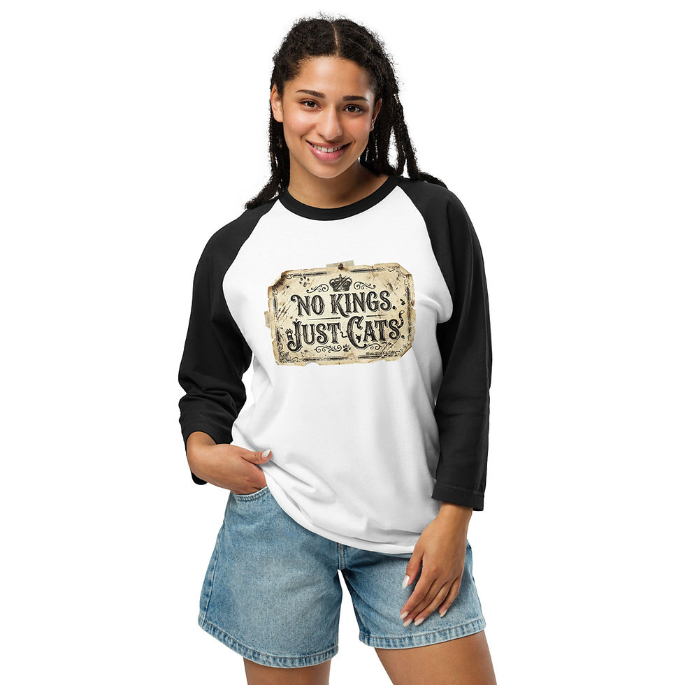 Thumbnail: No Kings Just Cats 3/4 sleeve raglan shirt