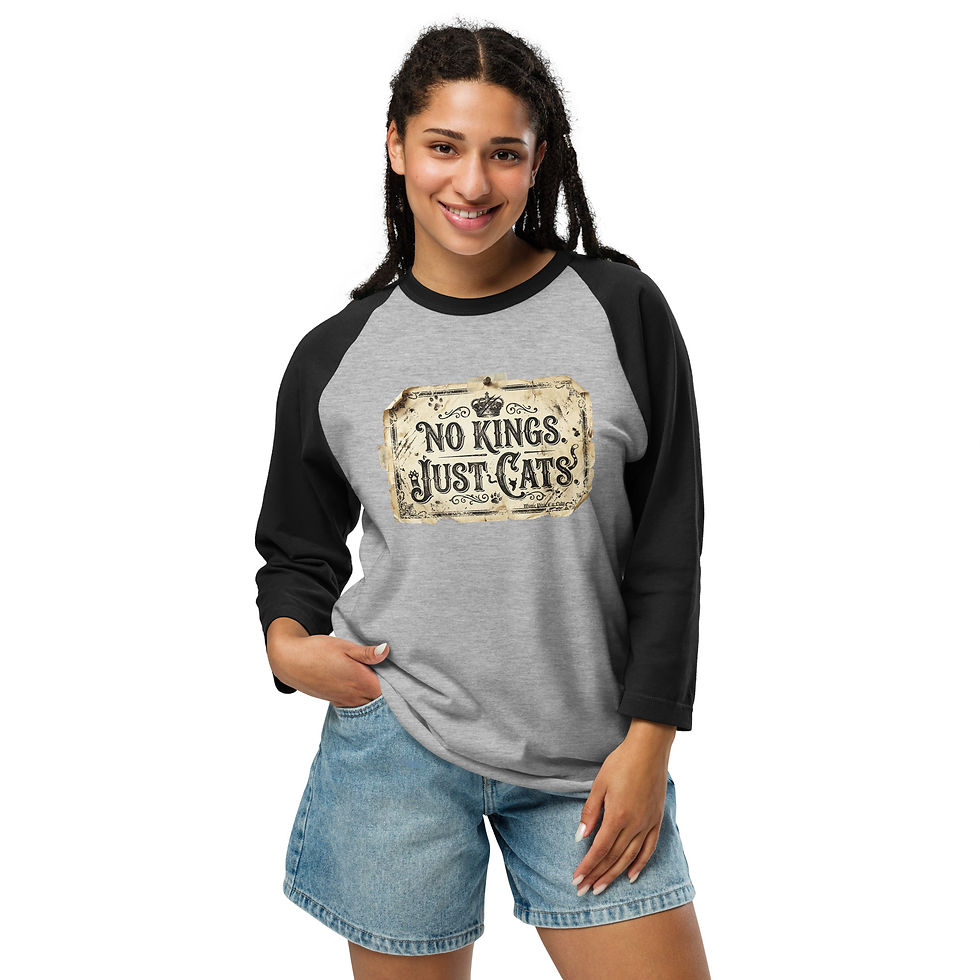 Thumbnail: No Kings Just Cats 3/4 sleeve raglan shirt