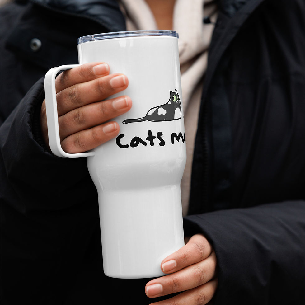 Thumbnail: Cats Make Me Happy Travel mug with a handle