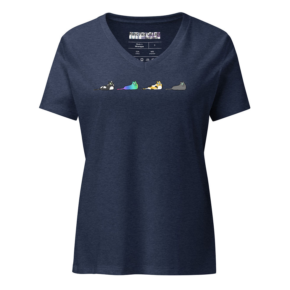 Thumbnail: Cat Line-Up Women’s relaxed v-neck t-shirt