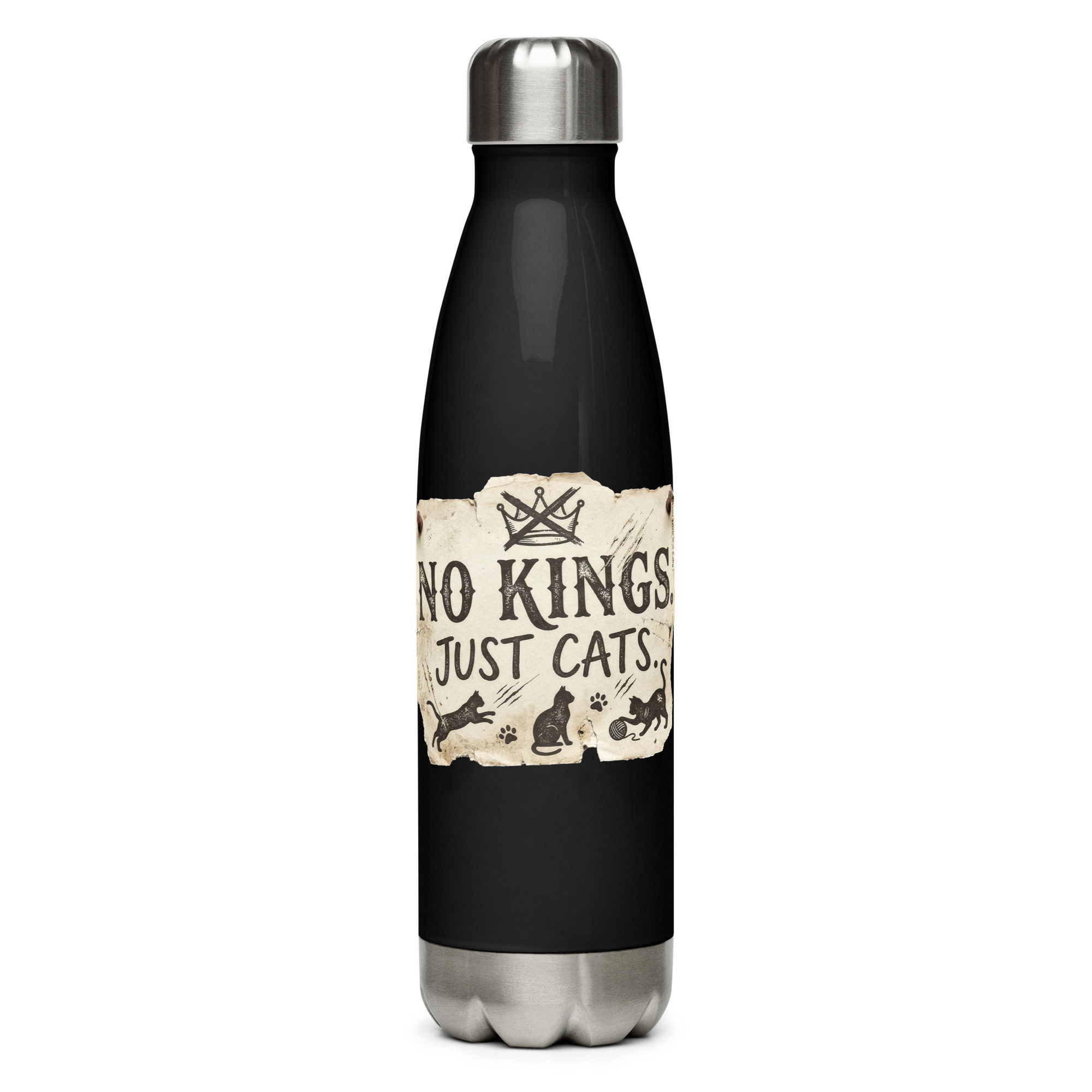 No Kings Just Cats Stainless steel water bottle