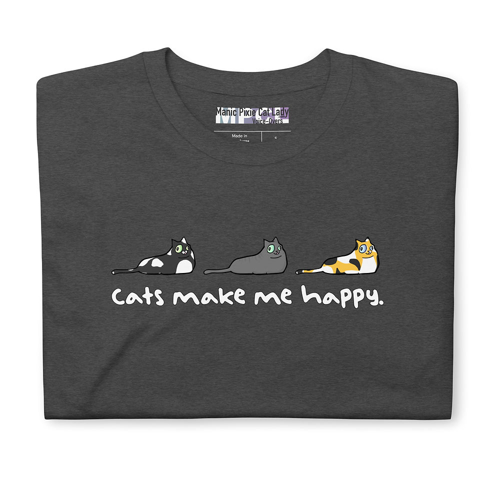 Thumbnail: Cats Make me Happy Wht text Short-Sleeve Unisex T-Shirt