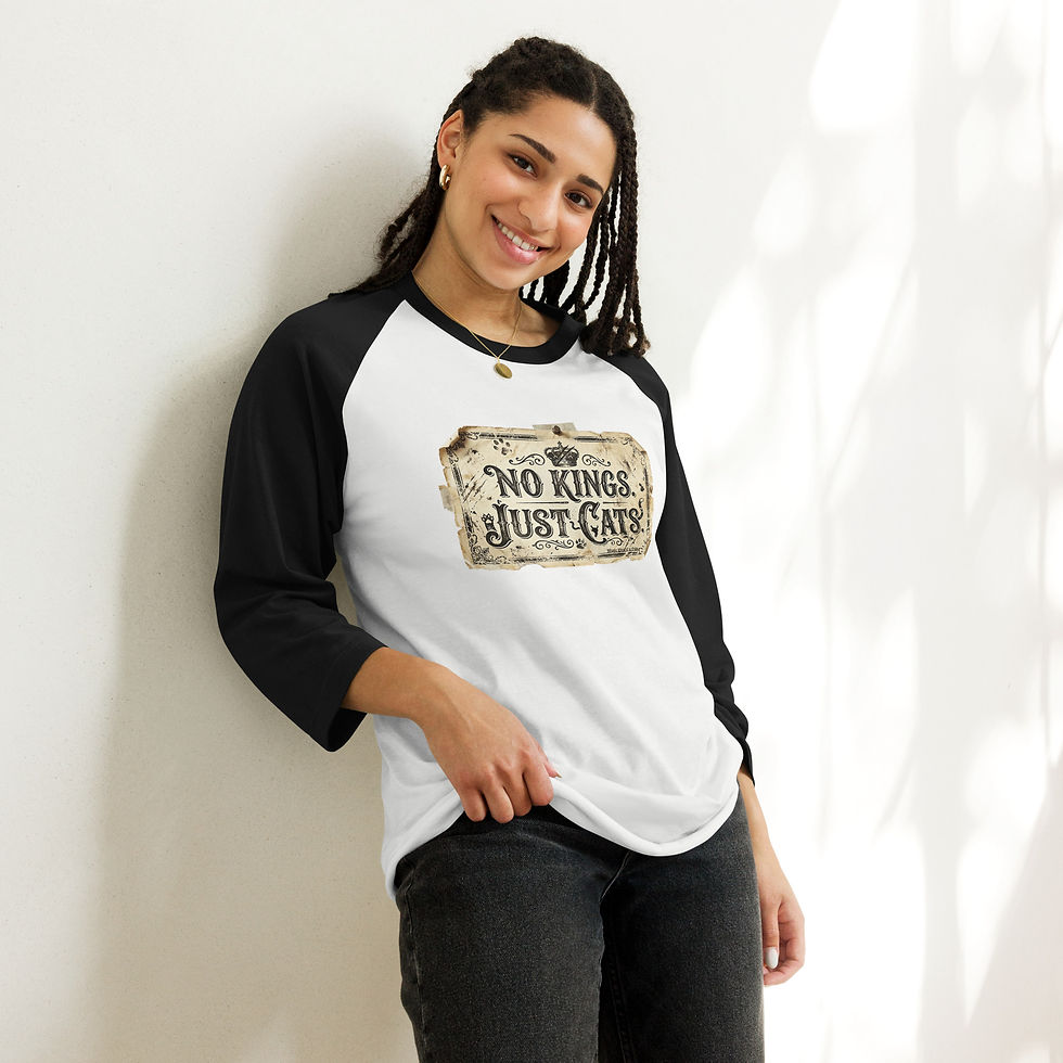 Thumbnail: No Kings Just Cats 3/4 sleeve raglan shirt