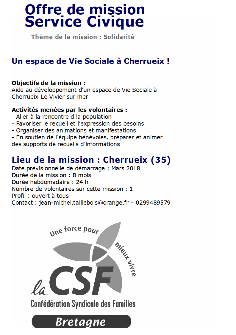 Offre de service civique par l'association