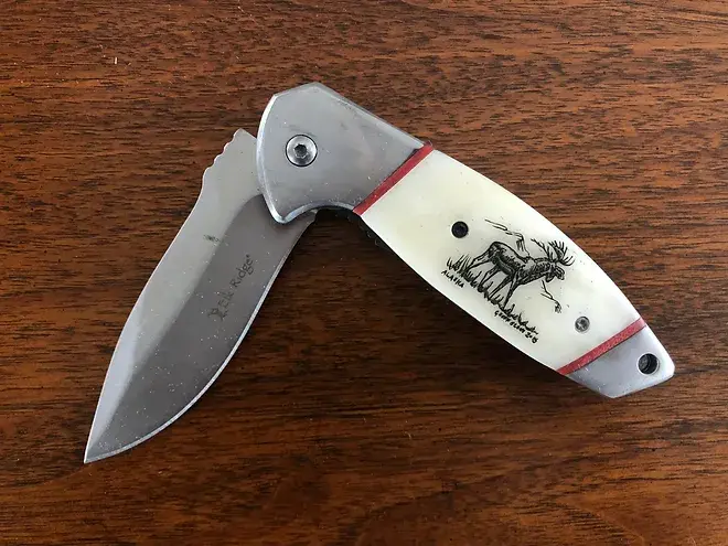 Geoff Olson Scrimshaw Carved Knife