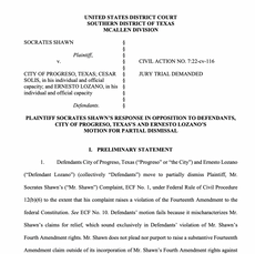 Read our Plaintiff's response to the Defendant's request for Partial Dismissal