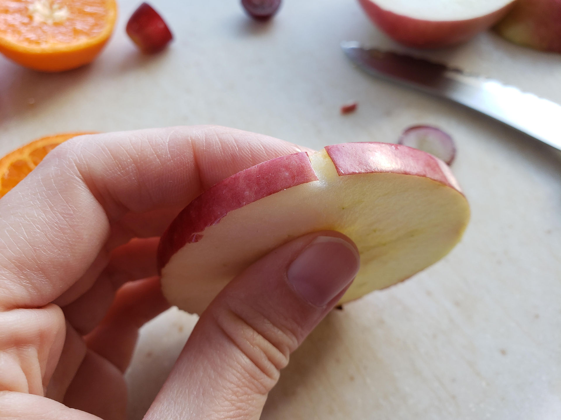 notch in apple slice for pi day math at 