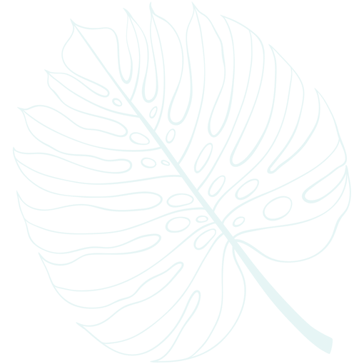 Grey background with blue palm leaf