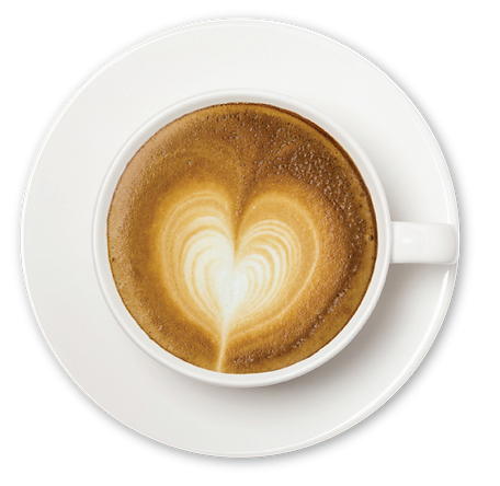 Latte with foam in the shape of a heart