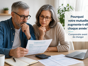 Couple consultant le montant de sa mutuelle santé pour comprendre pourquoi leur cotisation augmente chaque année.