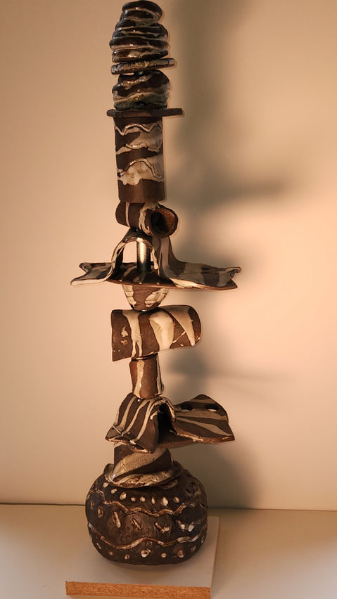Dark Brown with White Glaze Totem