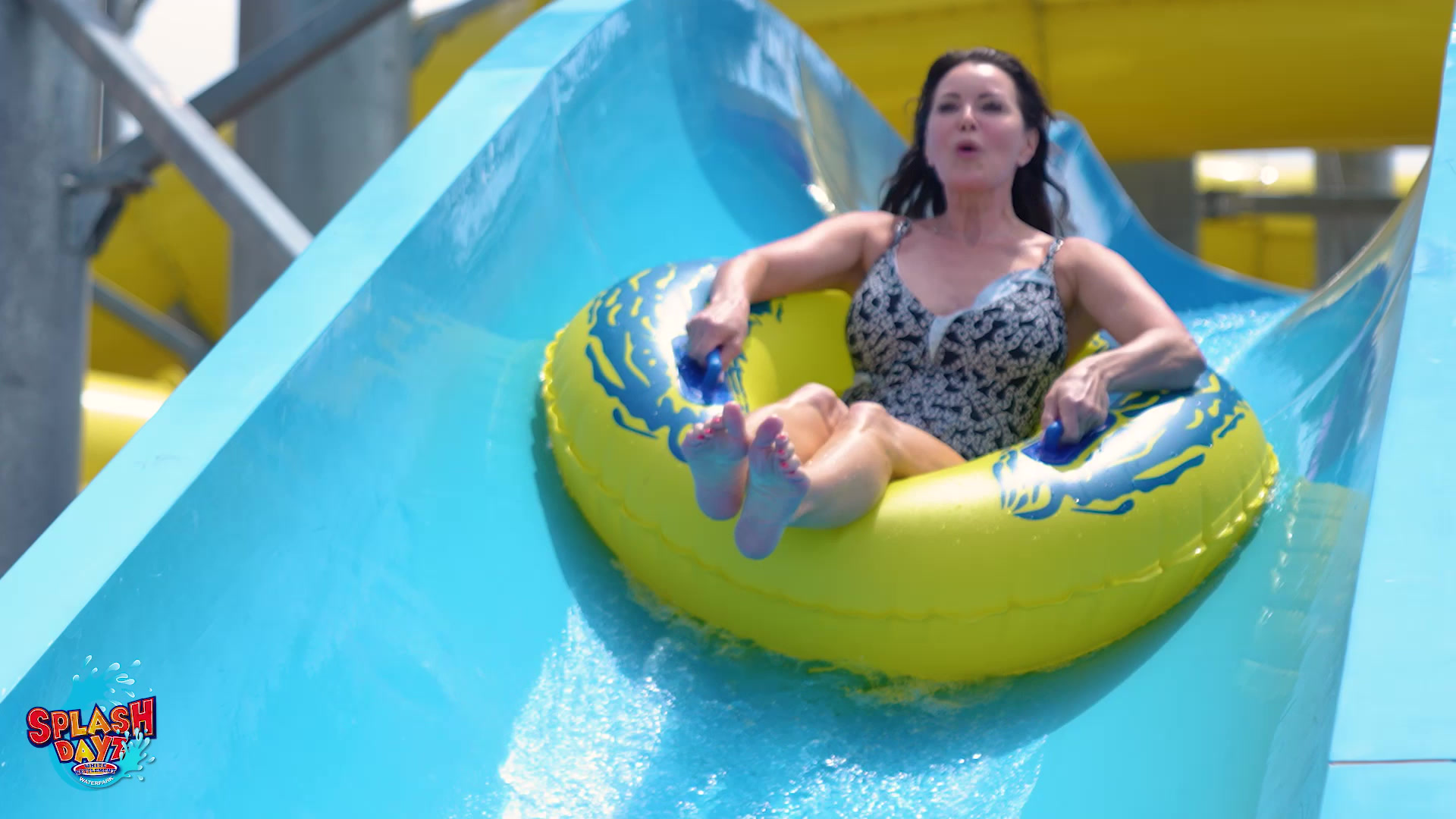 Water park with slides and wave pool
