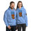 Thumbnail: Light blue funny coffee hoodie featuring a bedraggled fox holding coffee