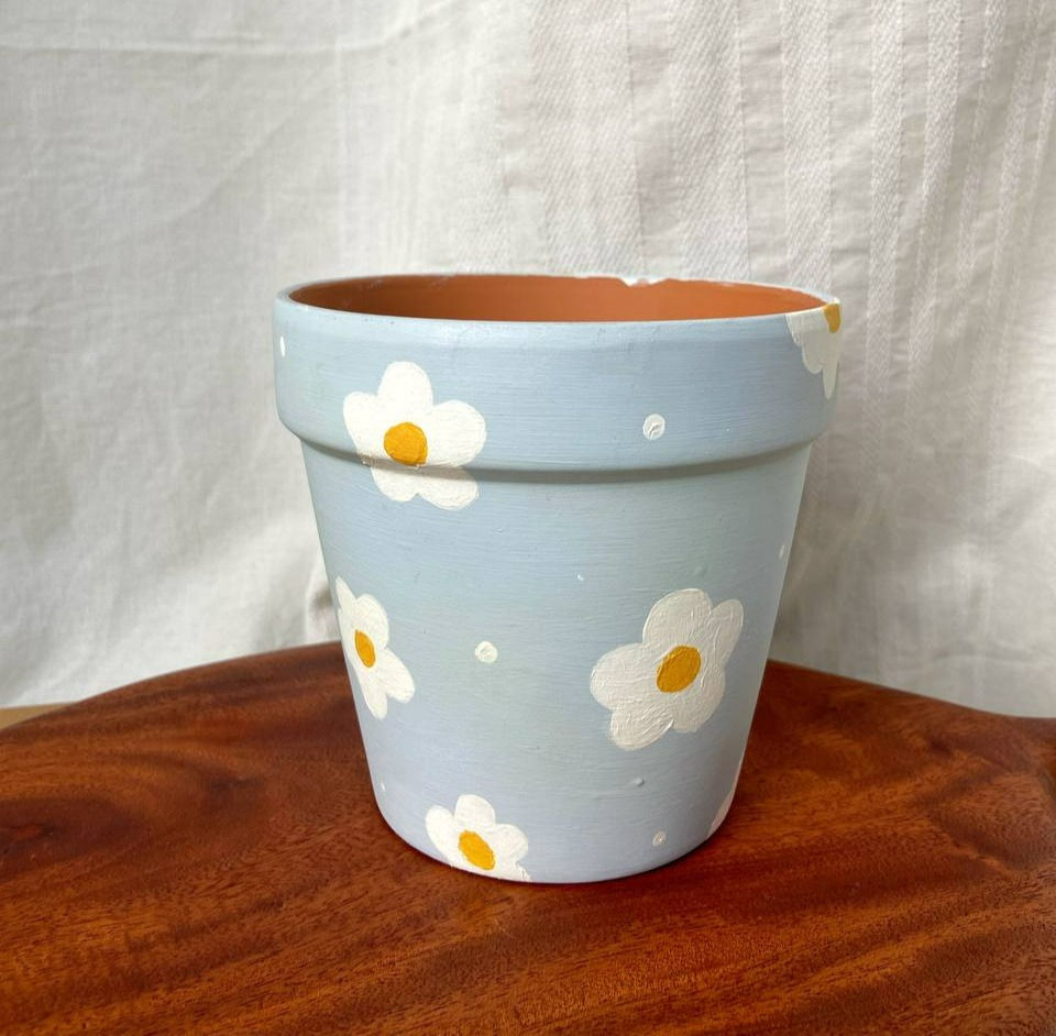 Thumbnail: Hand-painted Spring Terra Cotta Pots (Small)