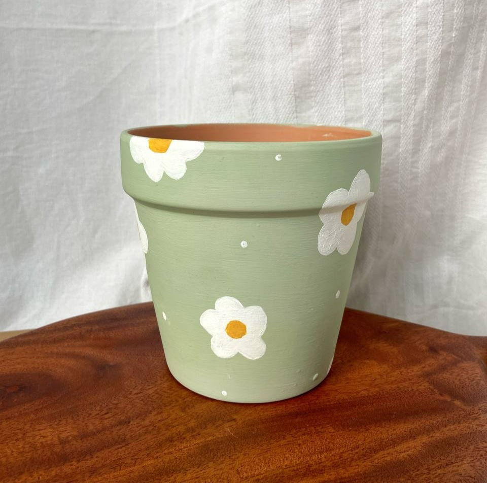 Thumbnail: Hand-painted Spring Terra Cotta Pots (Small)