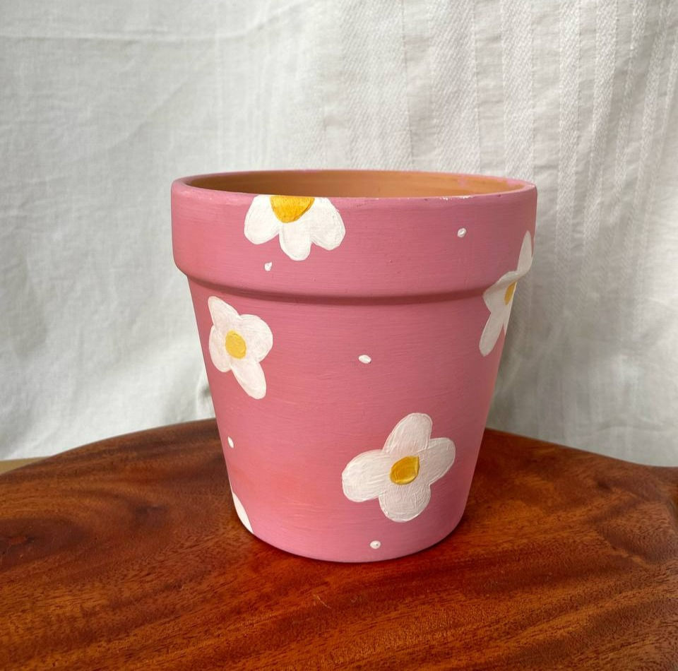 Thumbnail: Hand-painted Spring Terra Cotta Pots (Small)