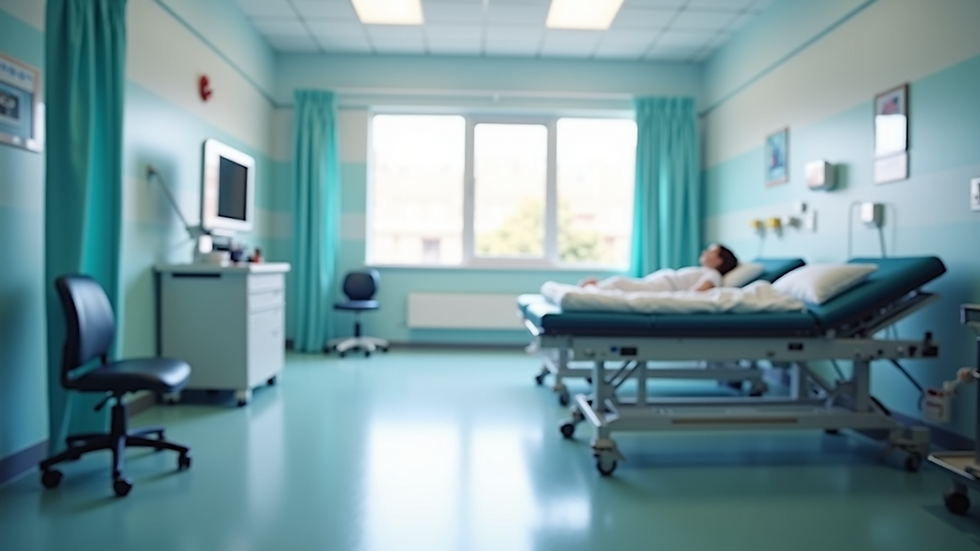 Eye-level view of a rehabilitation room with therapy equipment