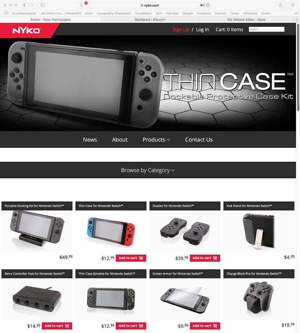 Nyko web page screen shot